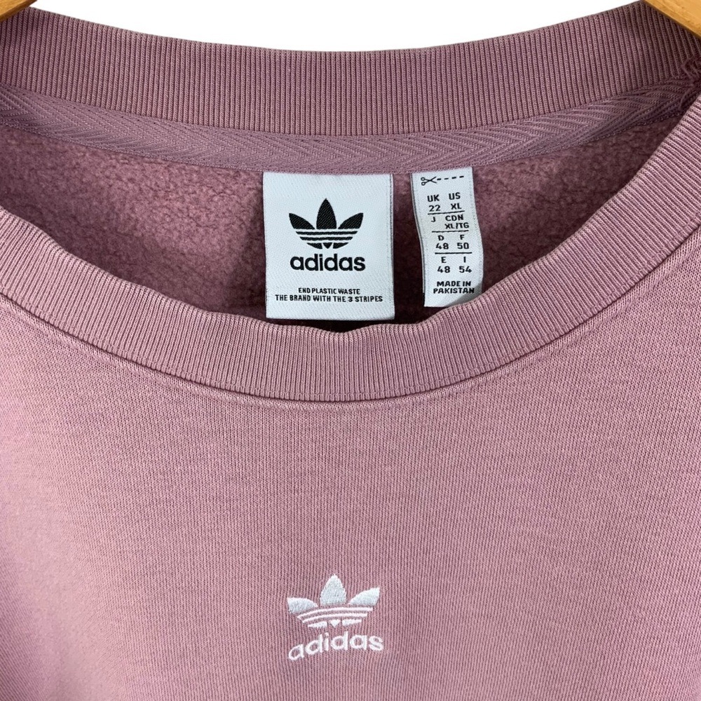 ADIDAS ORIGINALS Size XL Sweatshirt Cropped Loose Fit Magic Mauve Oversized C18 - Picture 9 of 10